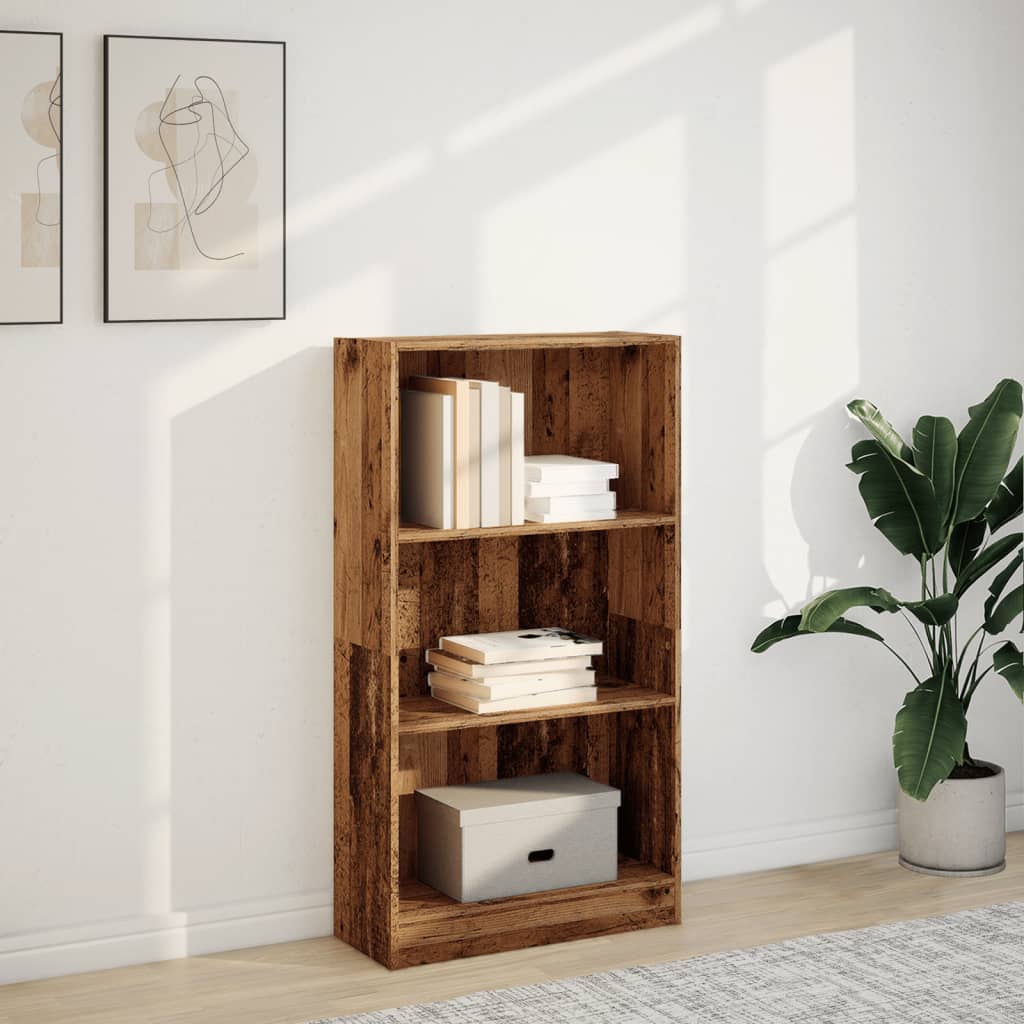 antik fa színű szerelt fa könyvespolc 60 x 24 x 109 cm
