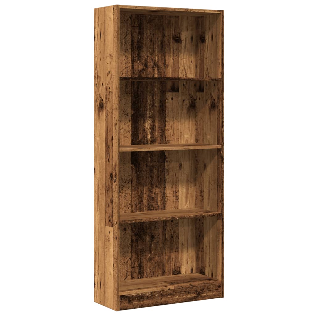 antik fa színű szerelt fa könyvespolc 60 x 24 x 143 cm