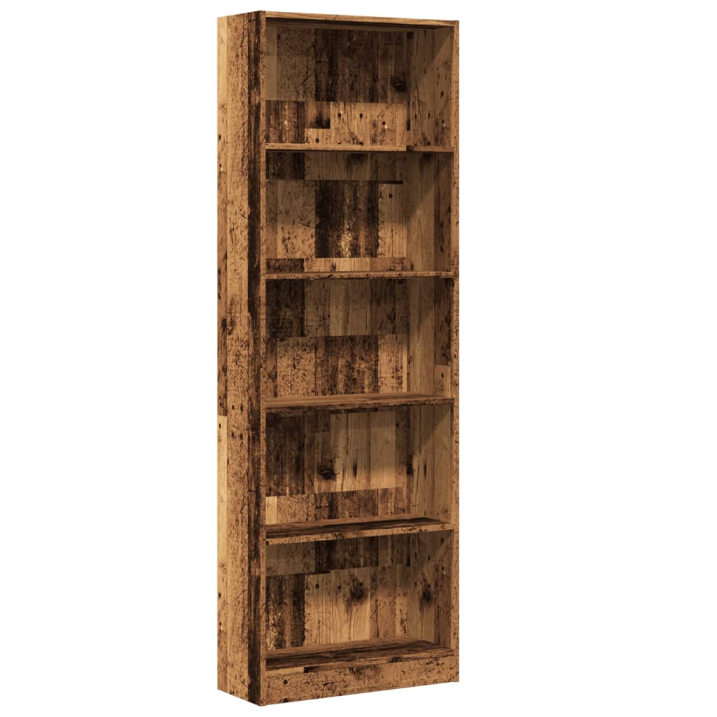 antik fa színű szerelt fa könyvespolc 60 x 24 x 176 cm