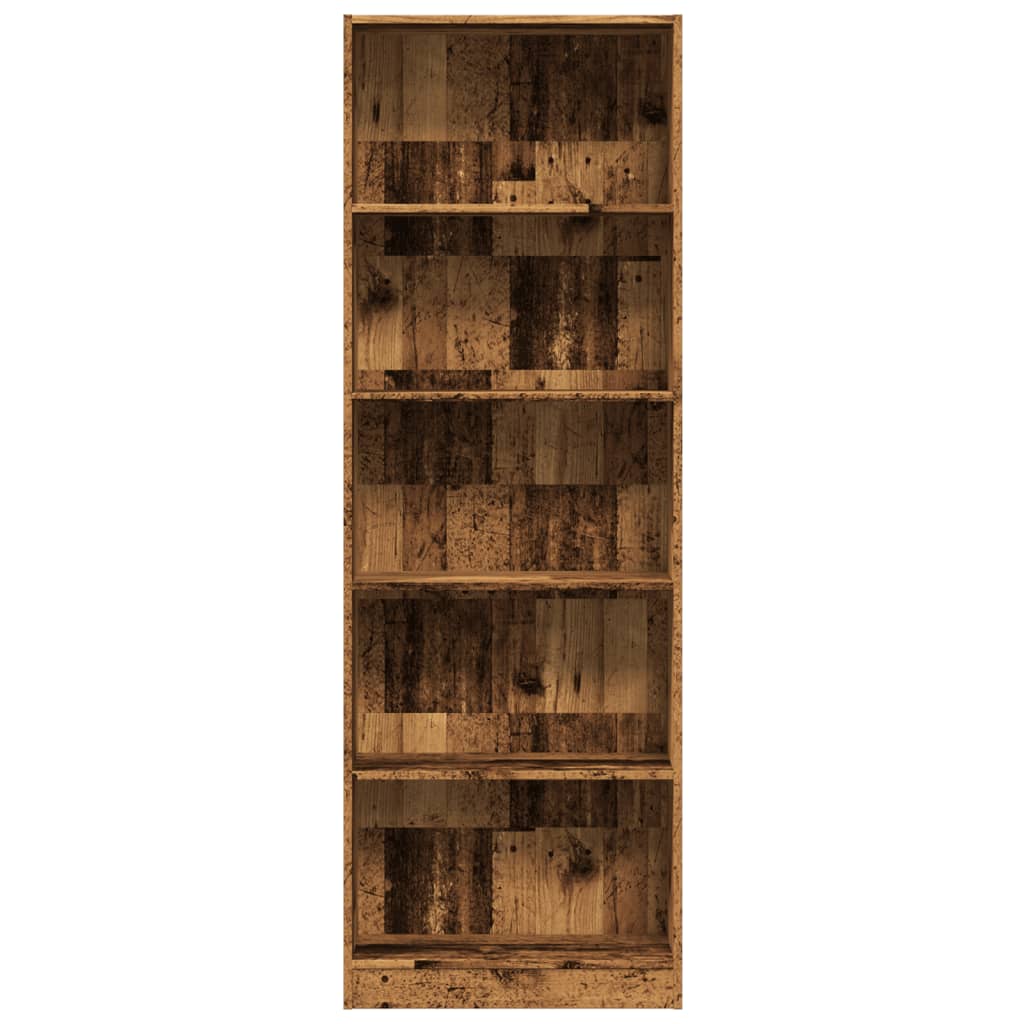 antik fa színű szerelt fa könyvespolc 60 x 24 x 176 cm