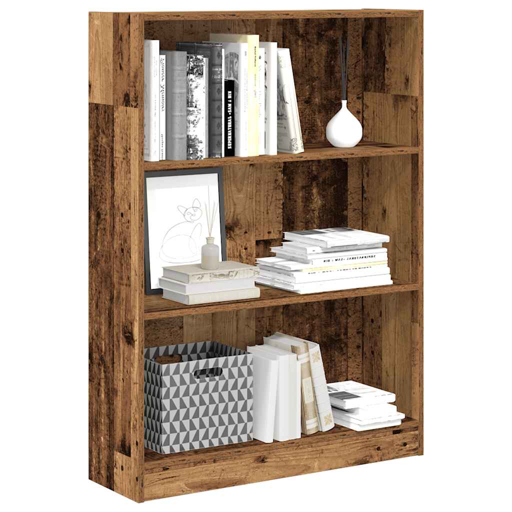 antik fa színű szerelt fa könyvespolc 80 x 24 x 109 cm