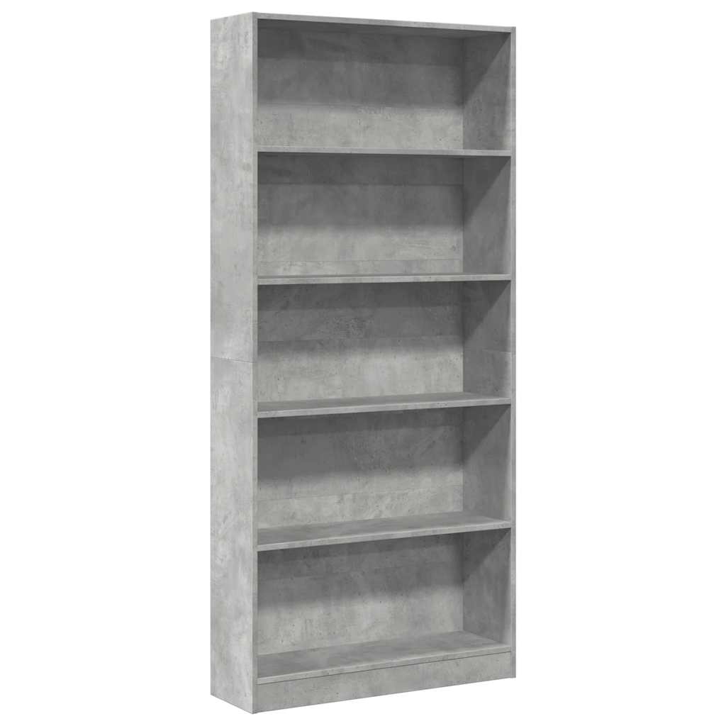 betonszürke szerelt fa könyvespolc 80 x 24 x 176 cm