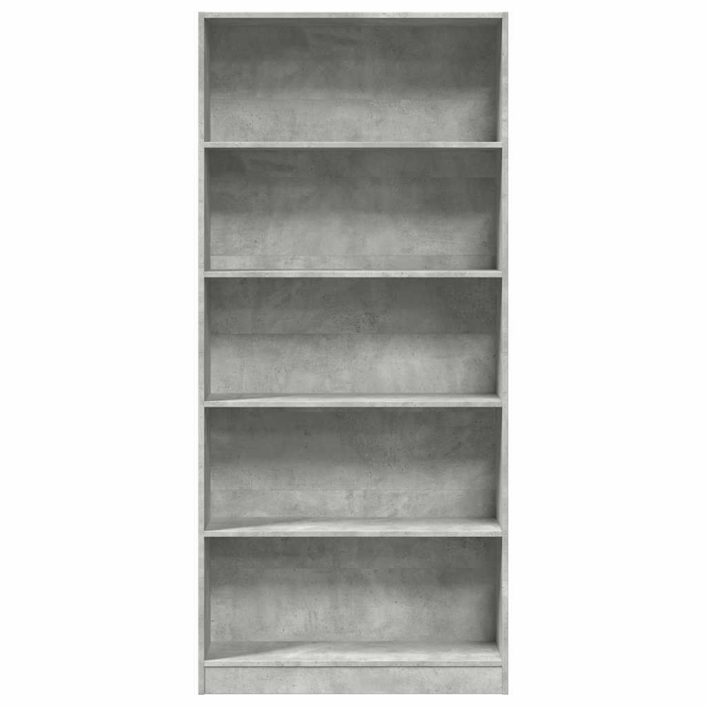 betonszürke szerelt fa könyvespolc 80 x 24 x 176 cm