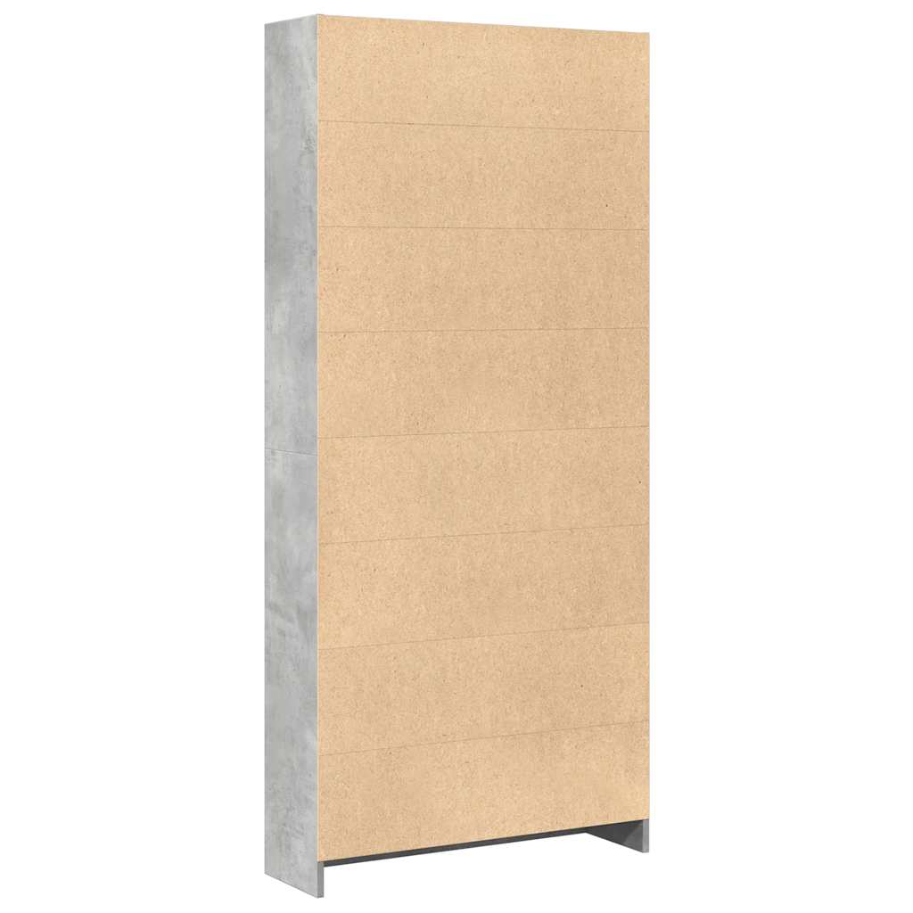 betonszürke szerelt fa könyvespolc 80 x 24 x 176 cm
