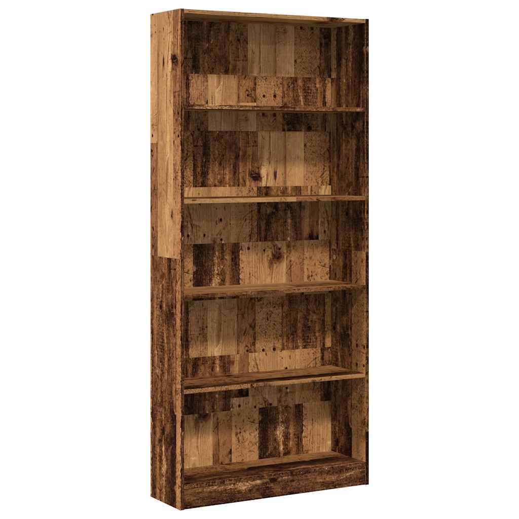 antik fa színű szerelt fa könyvespolc 80 x 24 x 176 cm