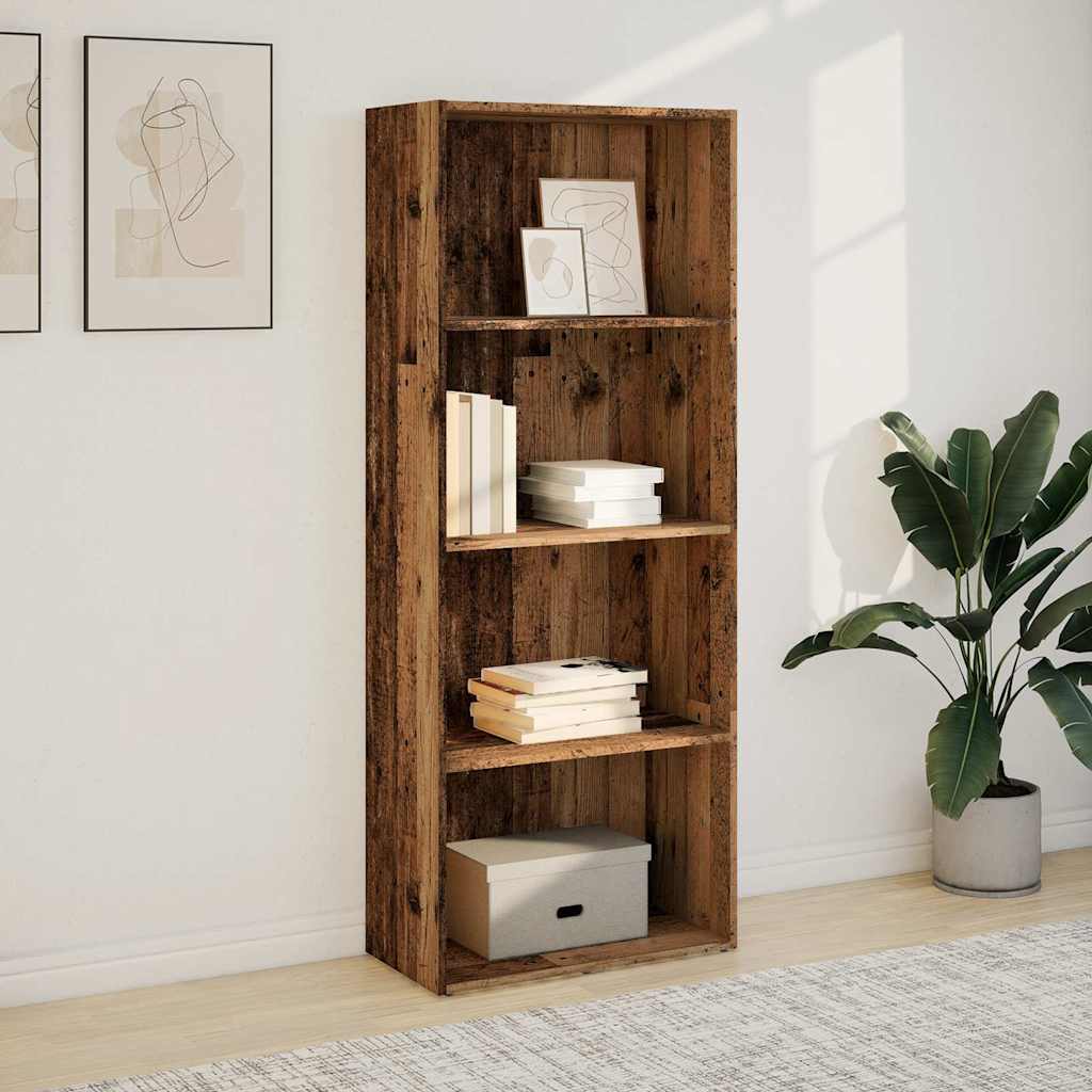 antik fa színű szerelt fa könyvespolc 60 x 30 x 152 cm