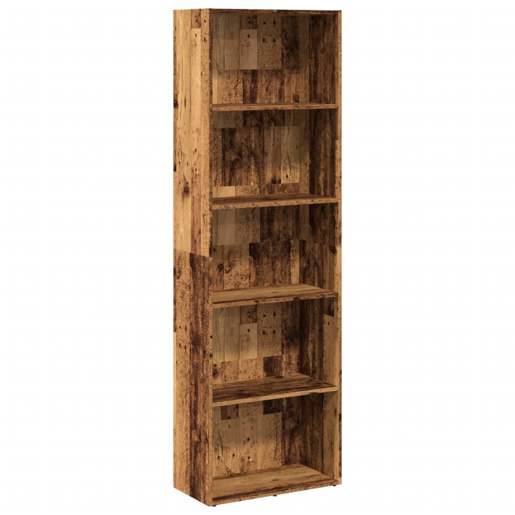 antik fa színű szerelt fa könyvespolc 60 x 30 x 189 cm