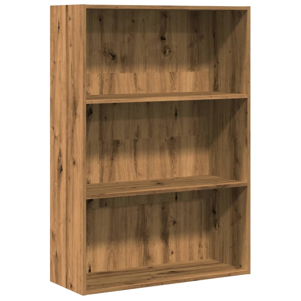 kézműves tölgy színű szerelt fa könyvespolc 80 x 30 x 114 cm