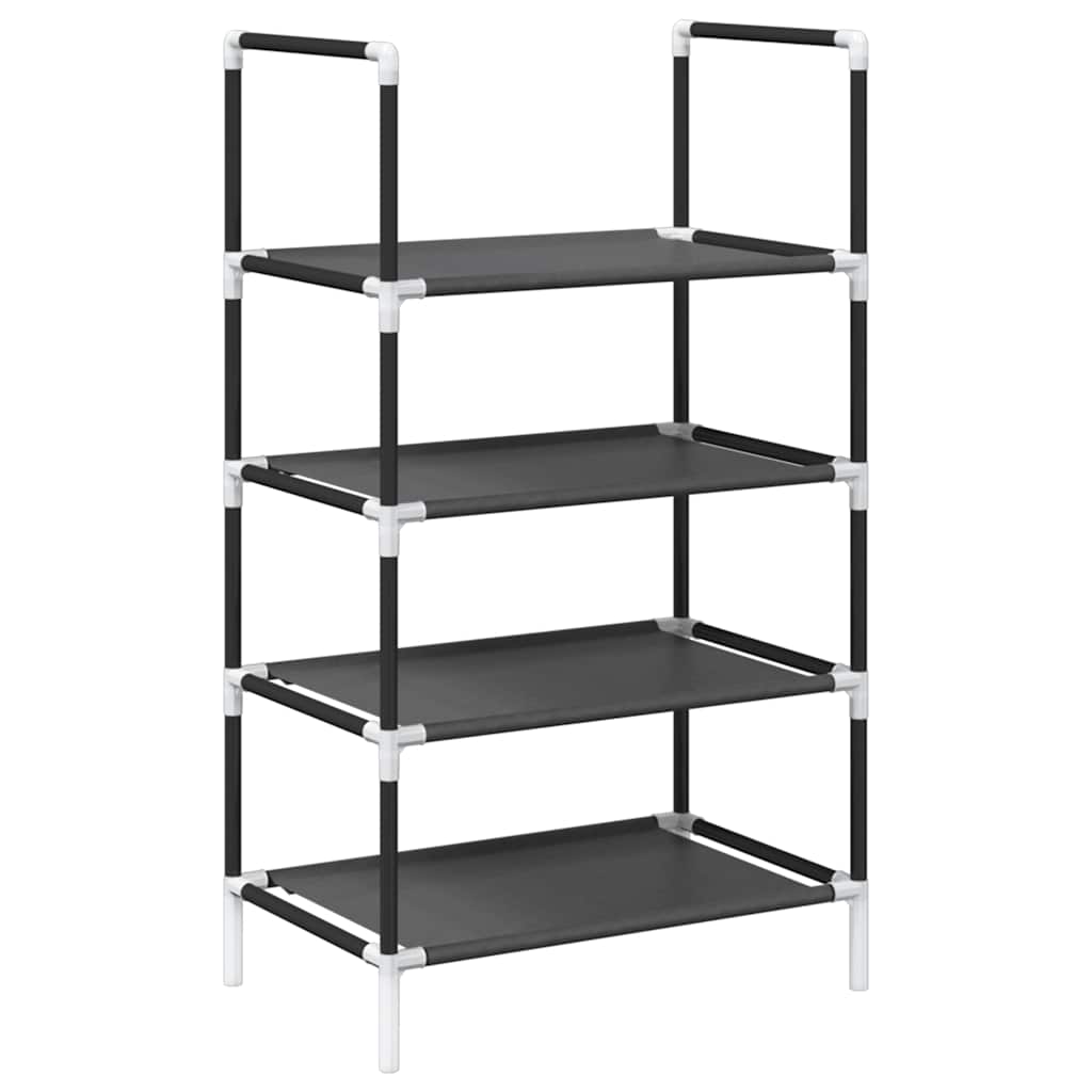 fekete nem szőtt szövetből cipőállvány 4 szintes 44x28x77 cm