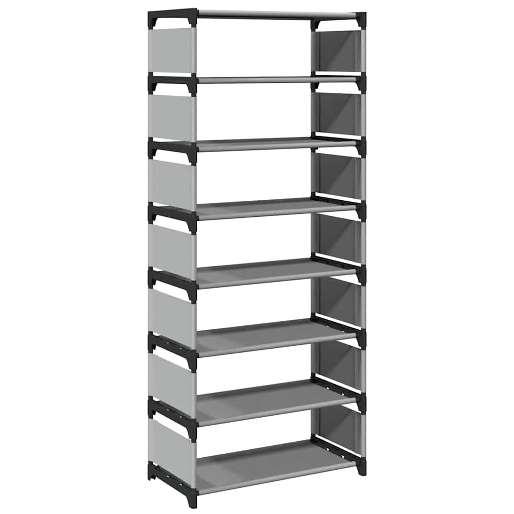 fekete nem szőtt szövetből cipőállvány 8 szintes 54x28x124 cm