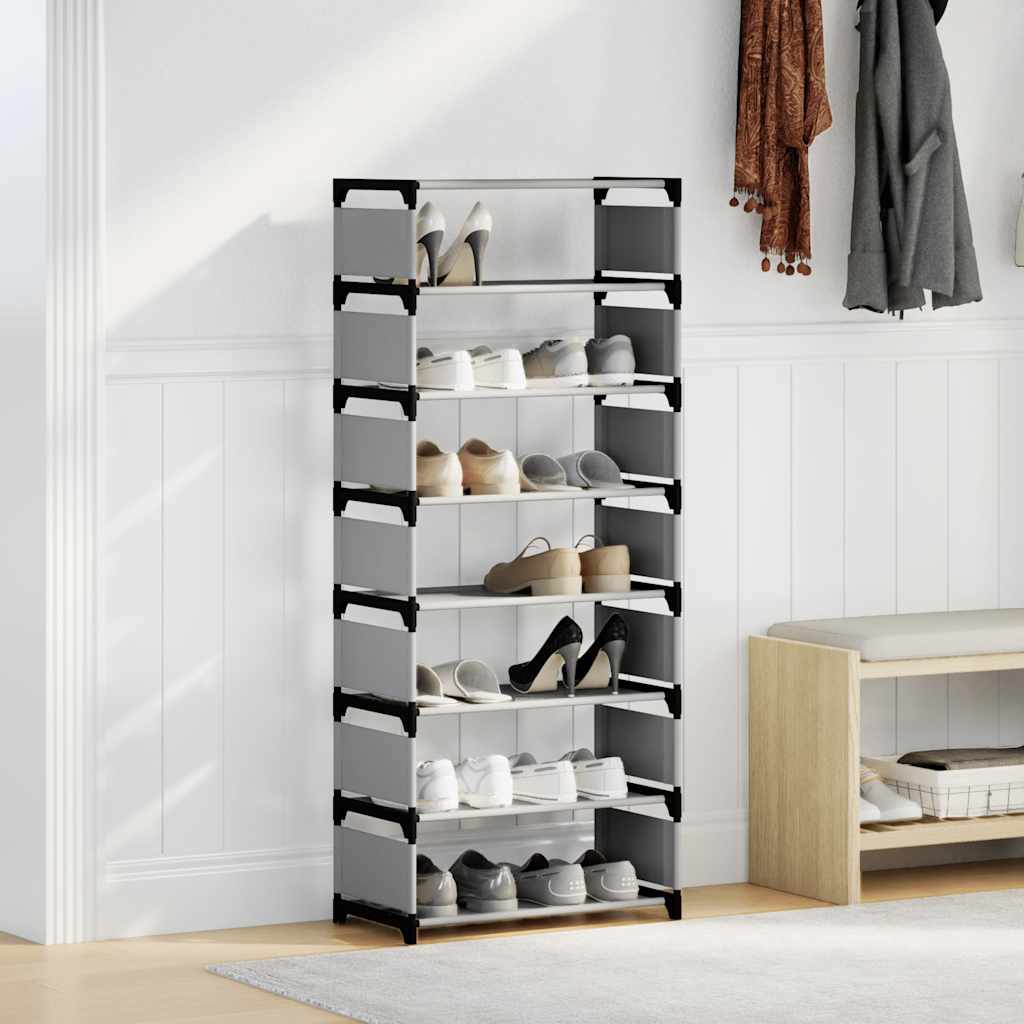 fekete nem szőtt szövetből cipőállvány 8 szintes 54x28x124 cm