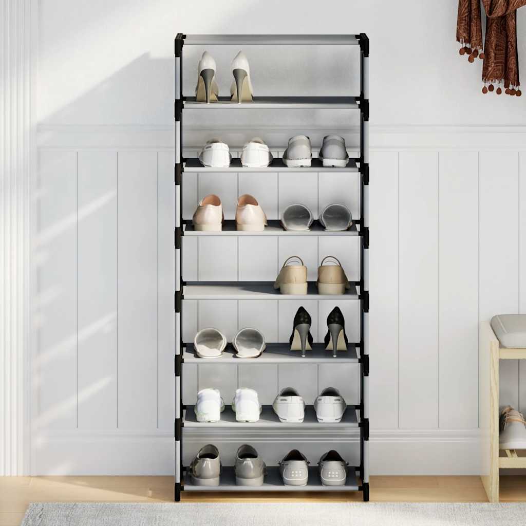 fekete nem szőtt szövetből cipőállvány 8 szintes 54x28x124 cm
