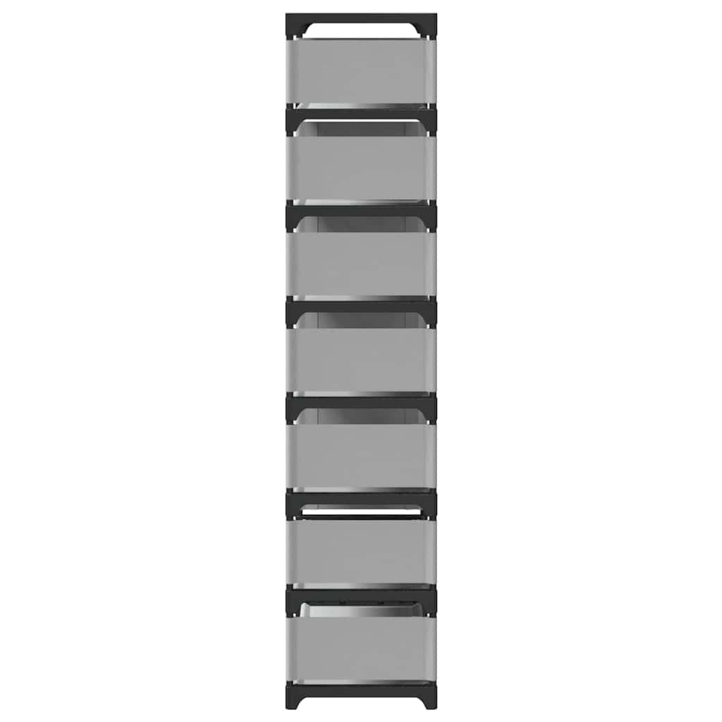 fekete nem szőtt szövetből cipőállvány 8 szintes 54x28x124 cm