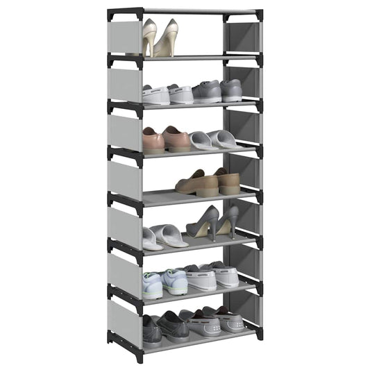 fekete nem szőtt szövetből cipőállvány 8 szintes 54x28x124 cm