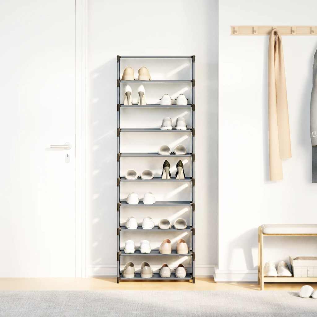 szürke nem szőtt szövetből cipőállvány 10 szintes 54x28x158 cm