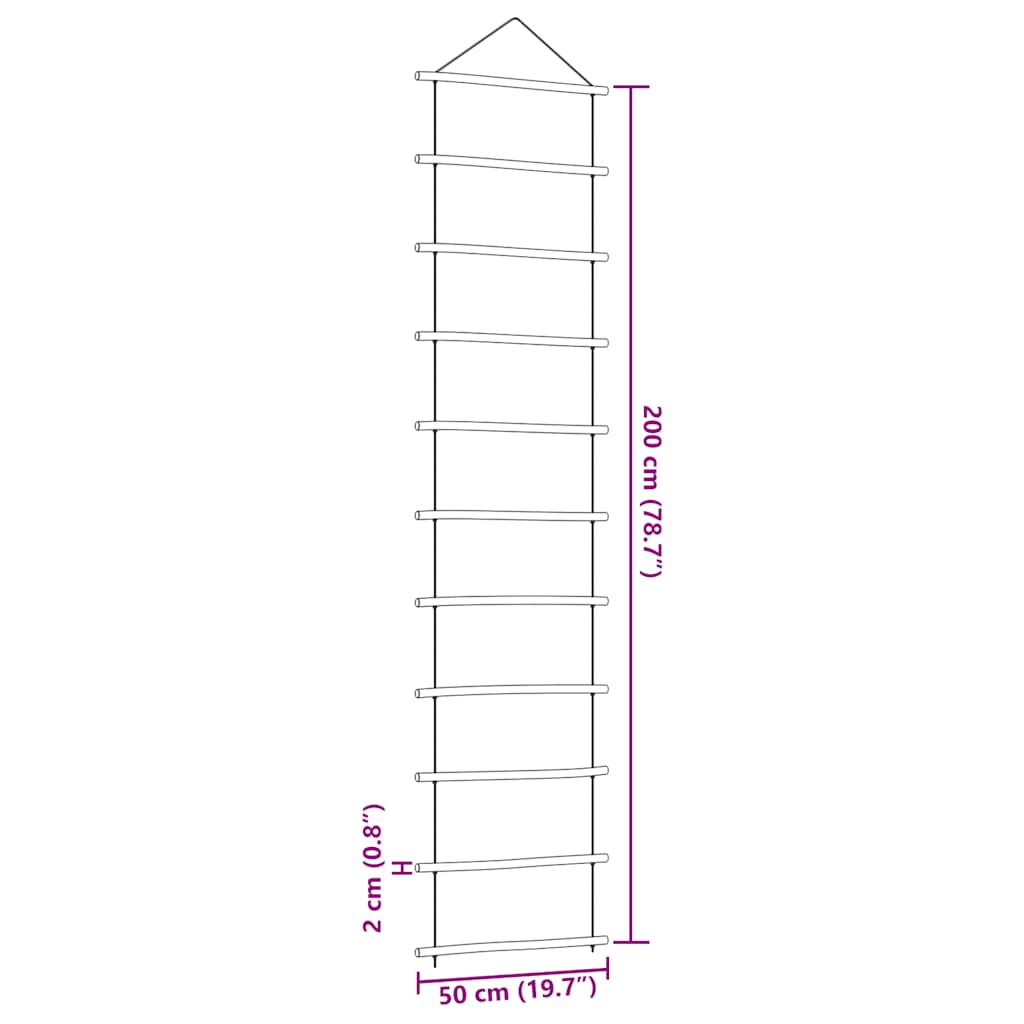 Fali dekorációs létra formájú 50x200 cm Természetes ág