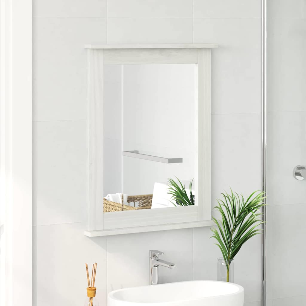 Tükör tükörrel VIGO Antik fehér 55,5 x 5 x 70 cm Tömör fenyőfa