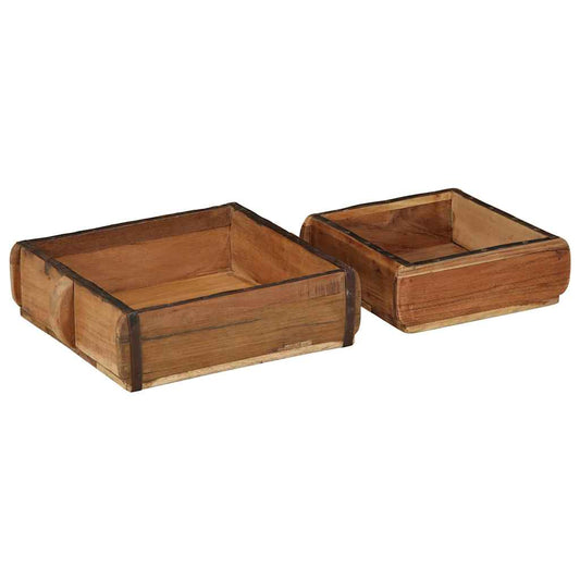Tálca 2 pcs Barna 29 x 31 x 10 cm Szilárd Újrahasznosított Fa