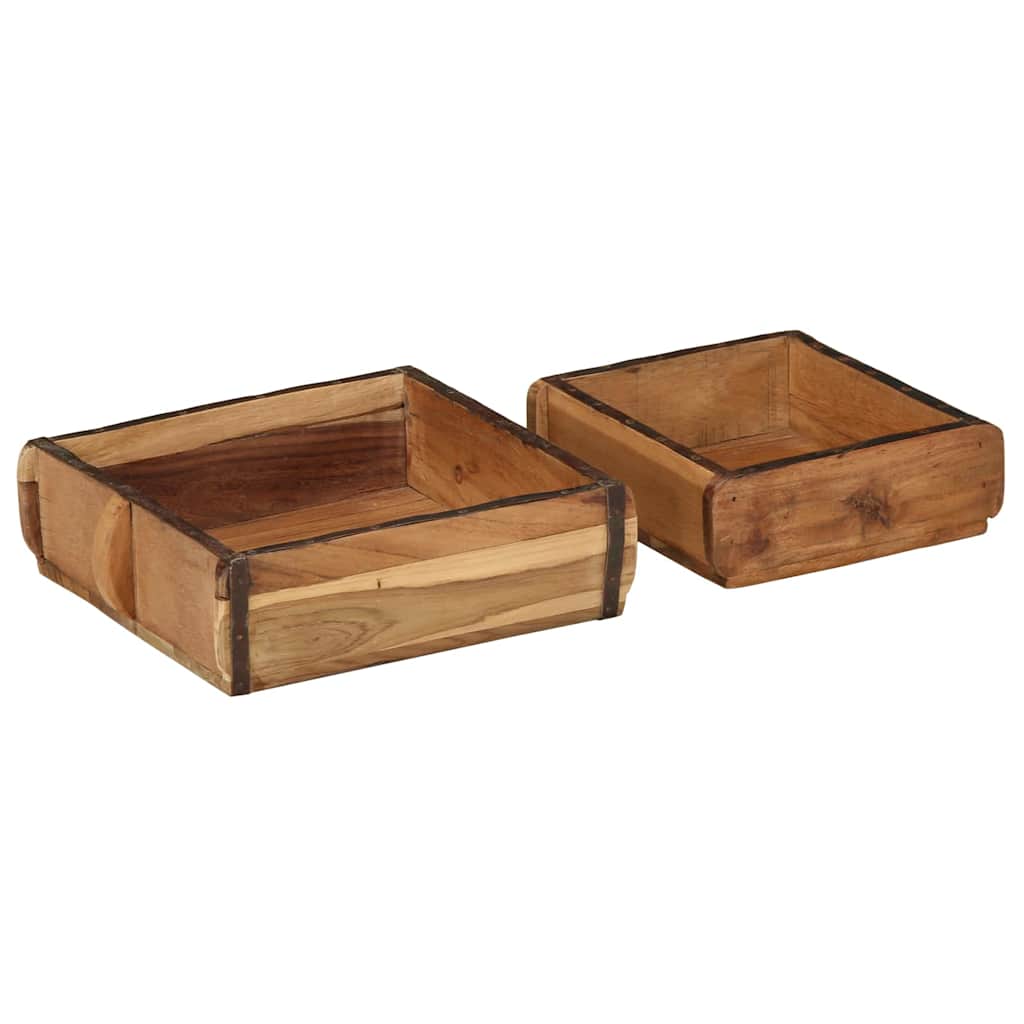 Tálca 2 pcs Barna 29 x 31 x 10 cm Szilárd Újrahasznosított Fa