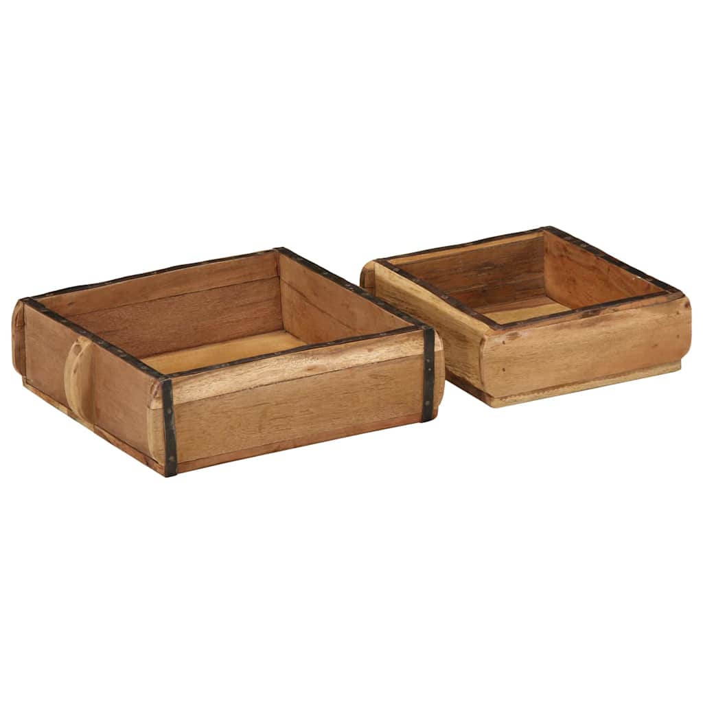 Tálca 2 pcs Barna 29 x 31 x 10 cm Szilárd Újrahasznosított Fa