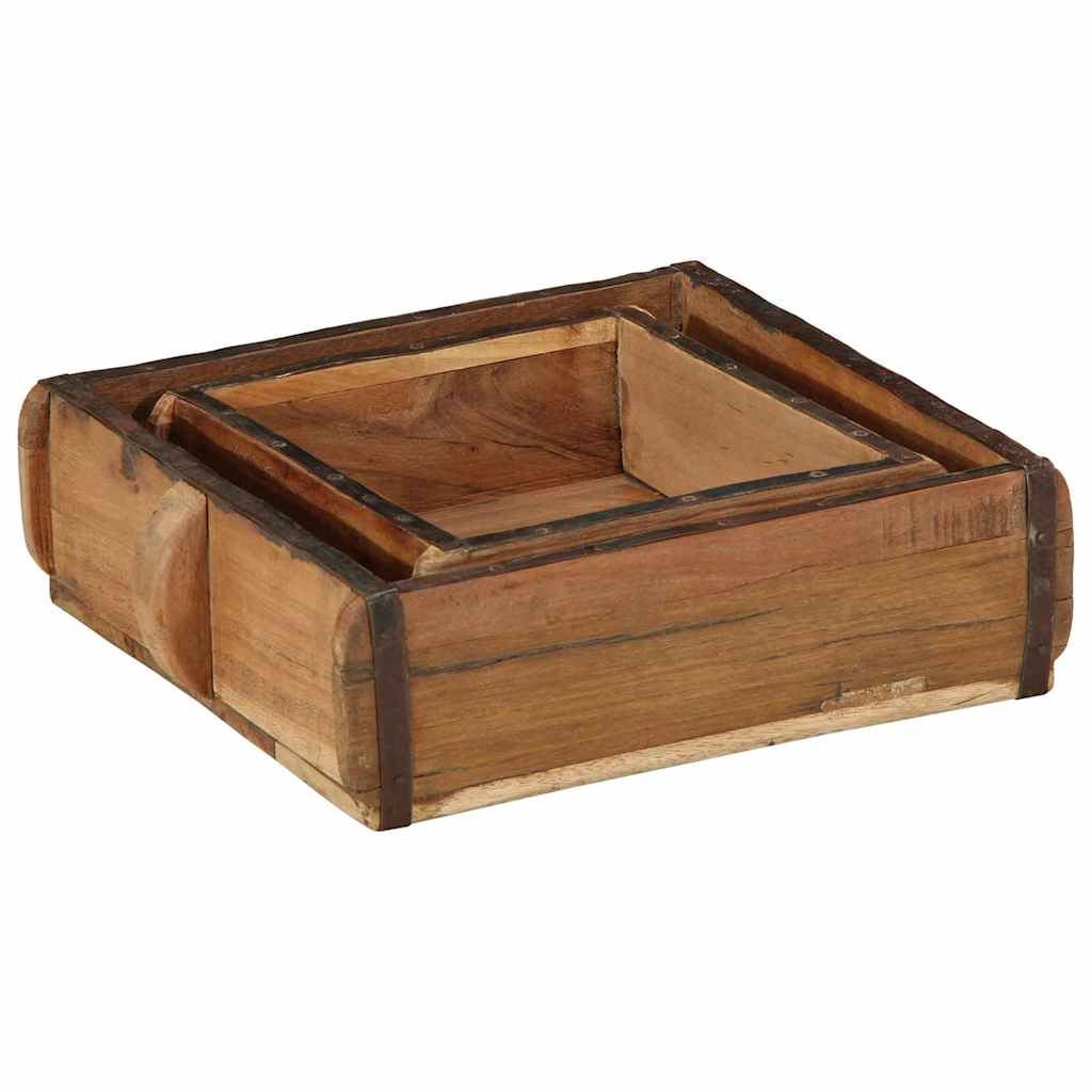 Tálca 2 pcs Barna 29 x 31 x 10 cm Szilárd Újrahasznosított Fa