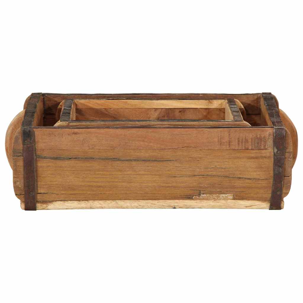 Tálca 2 pcs Barna 29 x 31 x 10 cm Szilárd Újrahasznosított Fa
