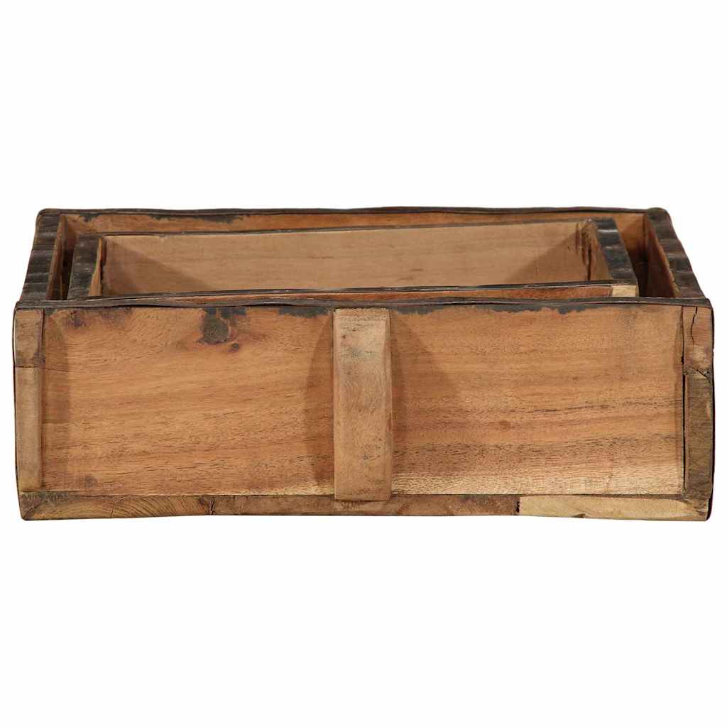 Tálca 2 pcs Barna 29 x 31 x 10 cm Szilárd Újrahasznosított Fa