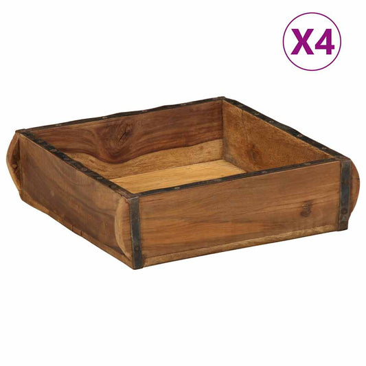 Tálca 4 pcs Barna 29 x 31 x 10 cm Szilárd Újrahasznosított Fa