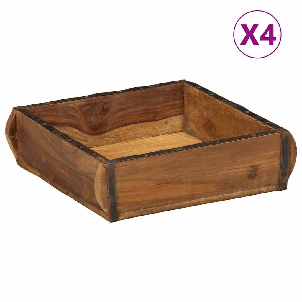 Tálca 4 pcs Barna 29 x 31 x 10 cm Szilárd Újrahasznosított Fa