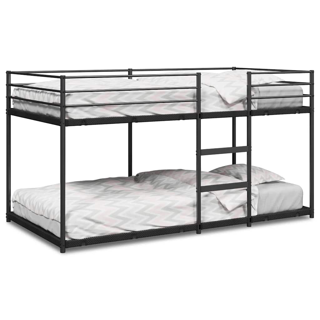 fekete acél emeletes ágy matrac nélkül 80 x 200 cm