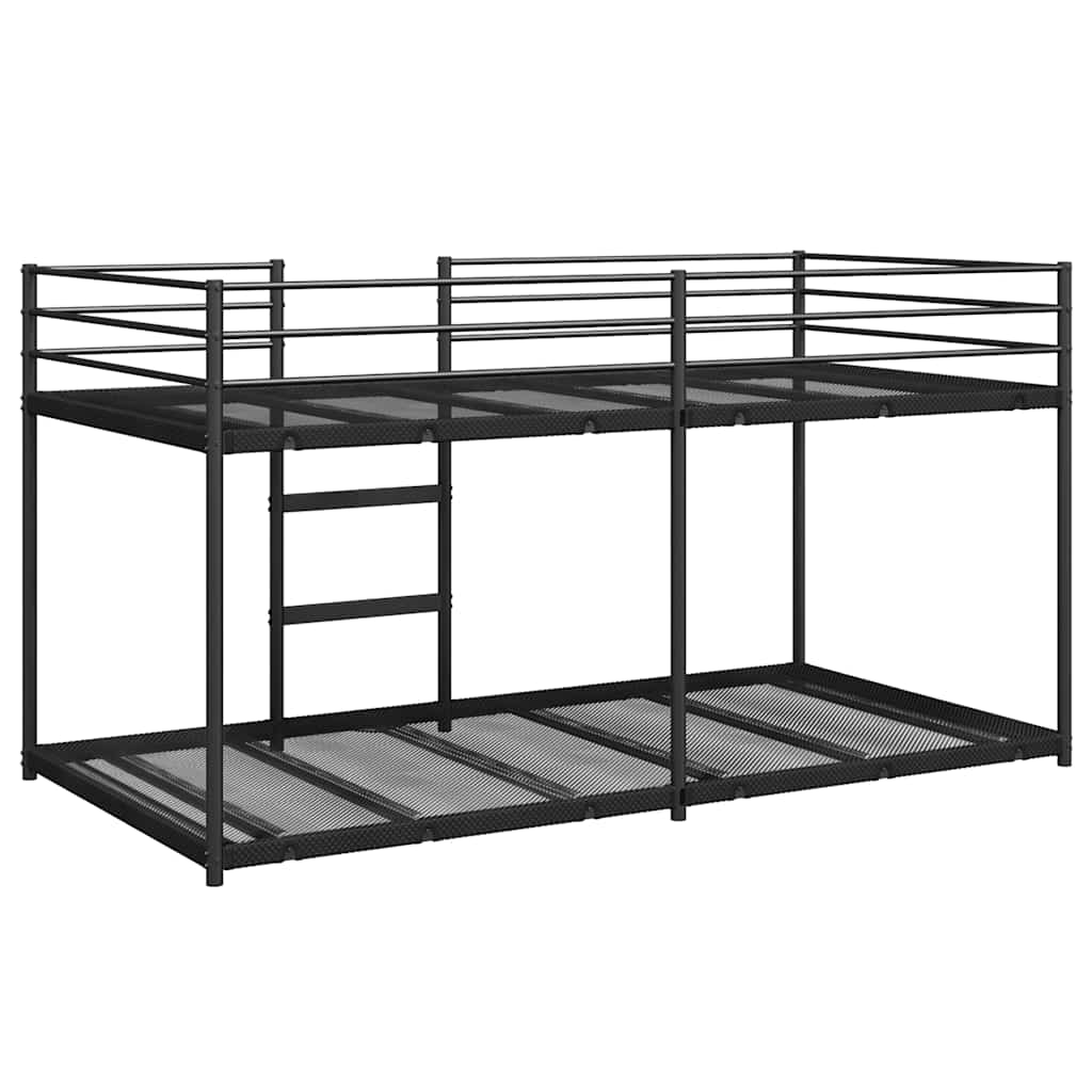 fekete acél emeletes ágy matrac nélkül 80 x 200 cm