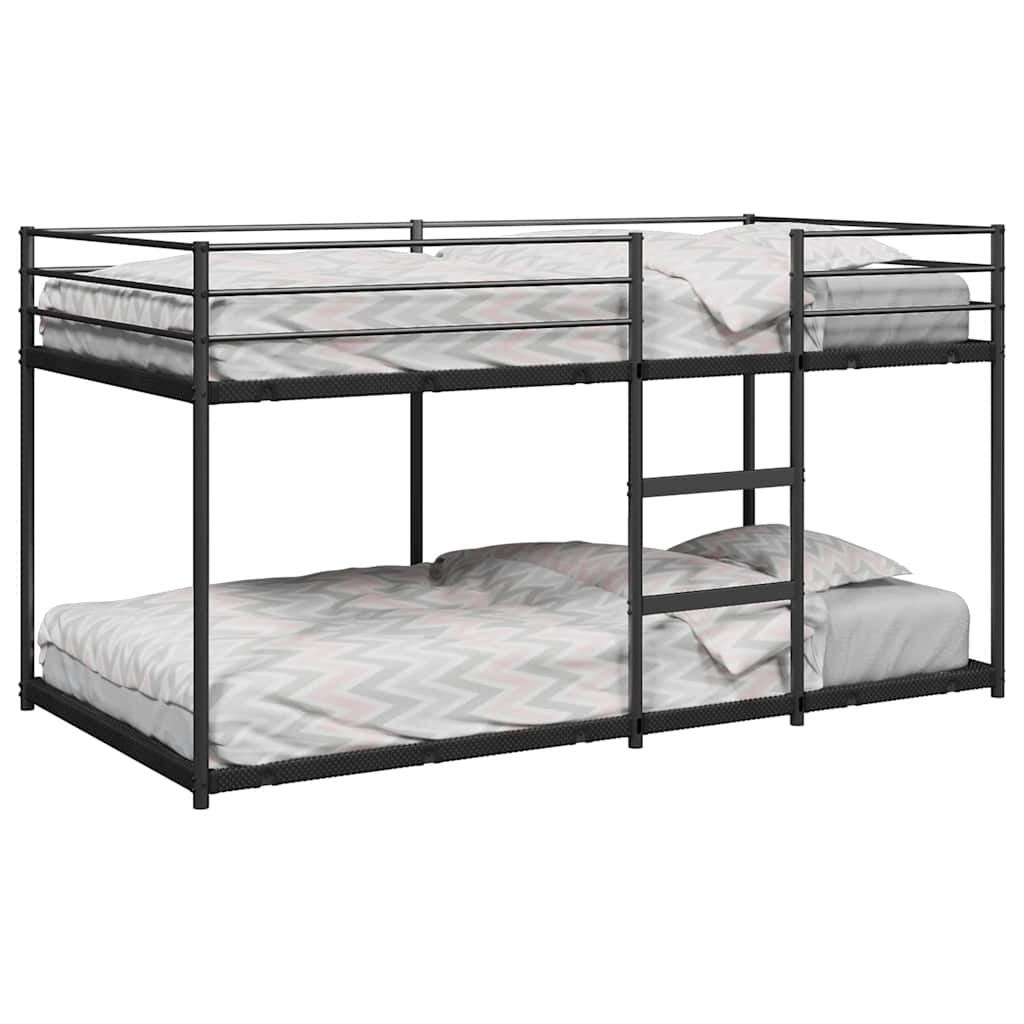 fekete acél emeletes ágy matrac nélkül 80 x 200 cm