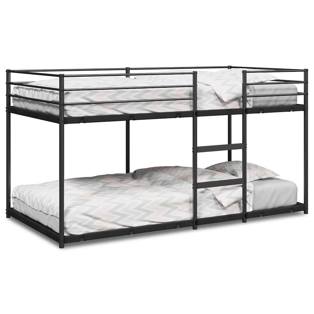 fekete acél emeletes ágy matrac nélkül 90 x 190 cm