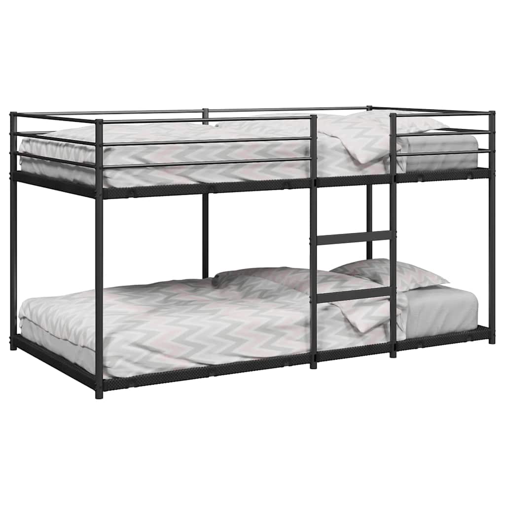 fekete acél emeletes ágy matrac nélkül 90 x 190 cm