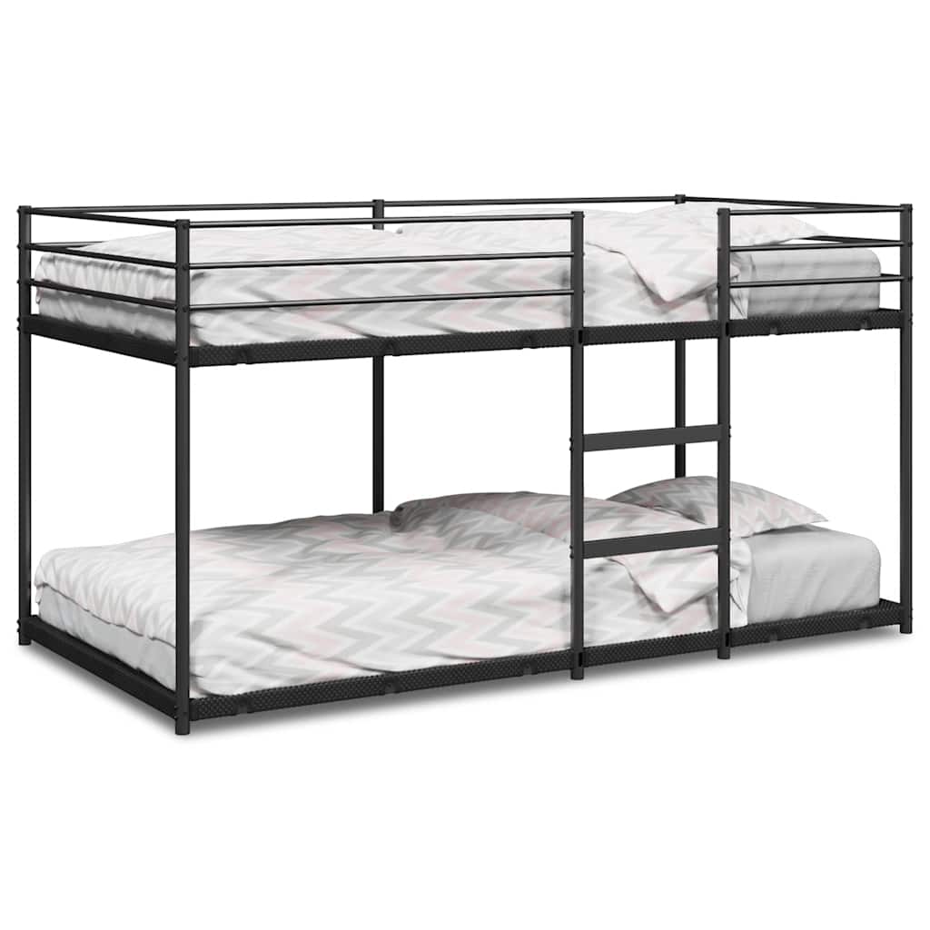 fekete acél emeletes ágy matrac nélkül 90 x 200 cm