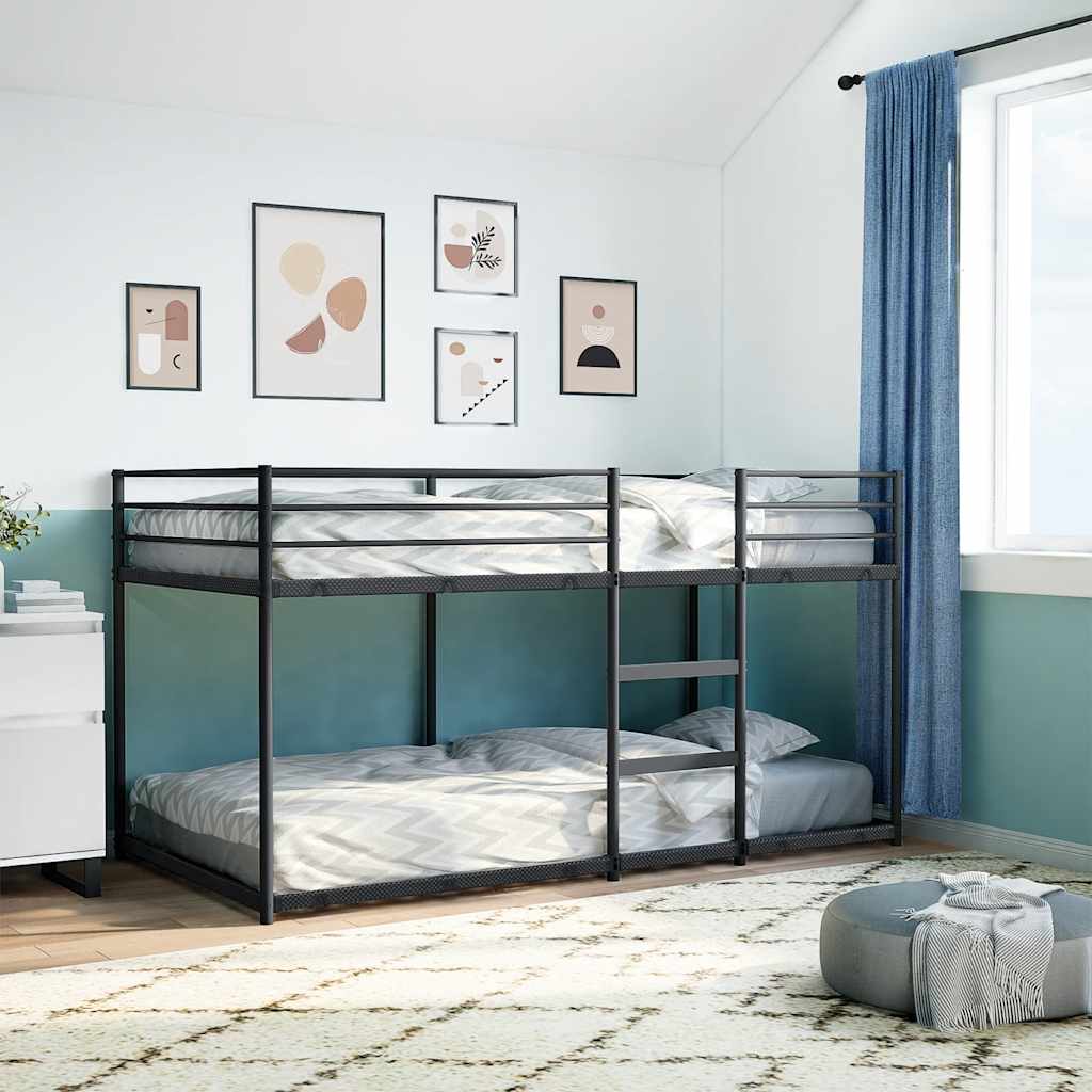 fekete acél emeletes ágy matrac nélkül 100 x 200 cm