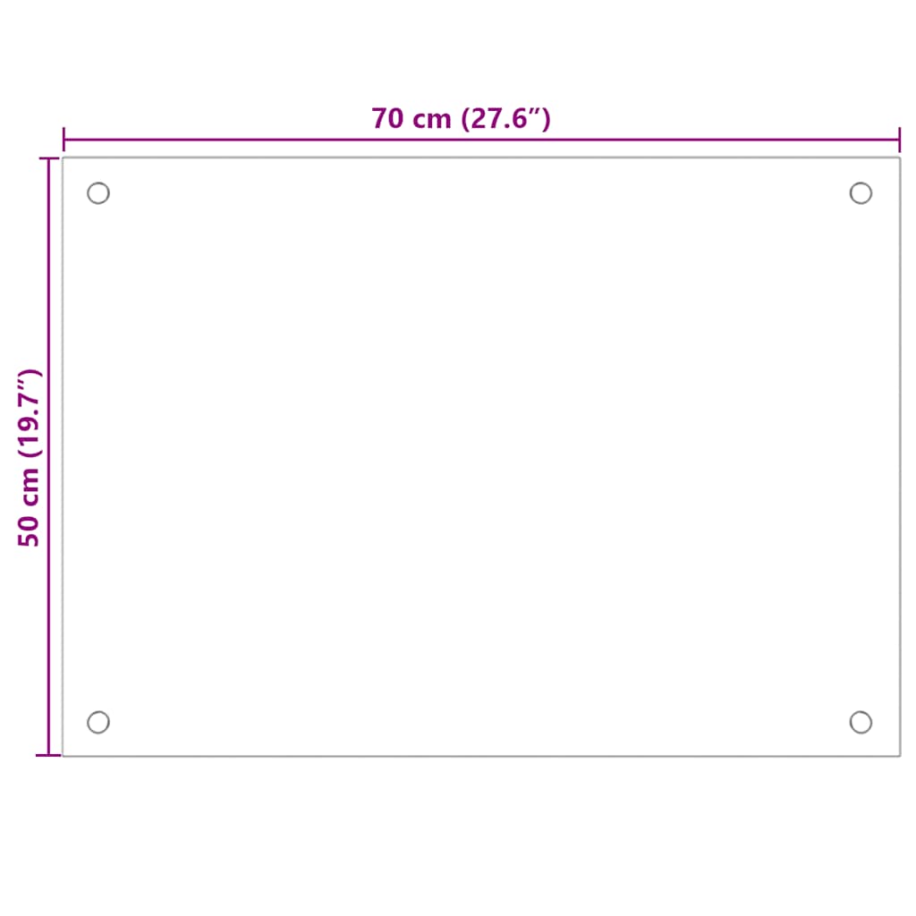 2 db fehér edzett üveg konyhai falburkoló 70 x 50 cm