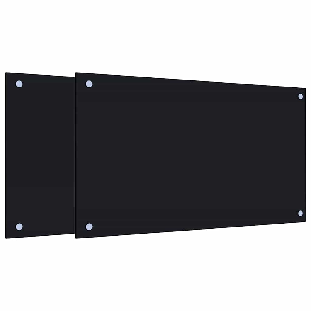 2 db fekete edzett üveg konyhai falburkoló 70 x 40 cm
