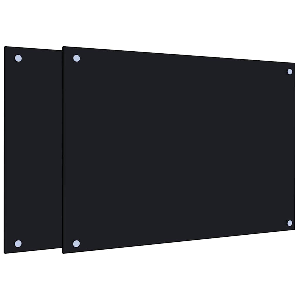 2 db fekete edzett üveg konyhai falburkoló 70 x 50 cm