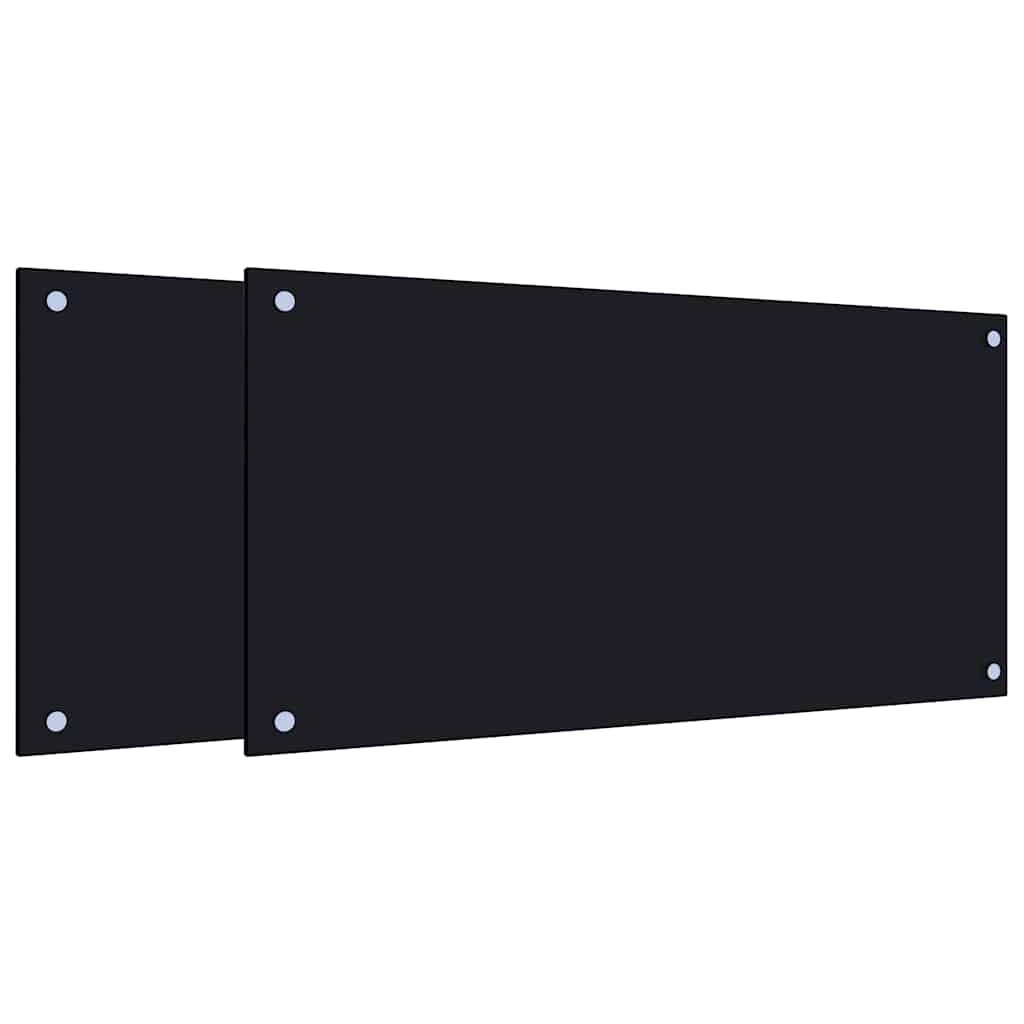 2 db fekete edzett üveg konyhai falburkoló 80 x 40 cm