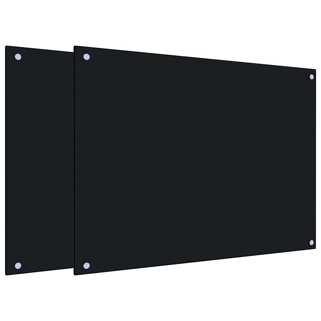 2 db fekete edzett üveg konyhai falburkoló 80 x 60 cm