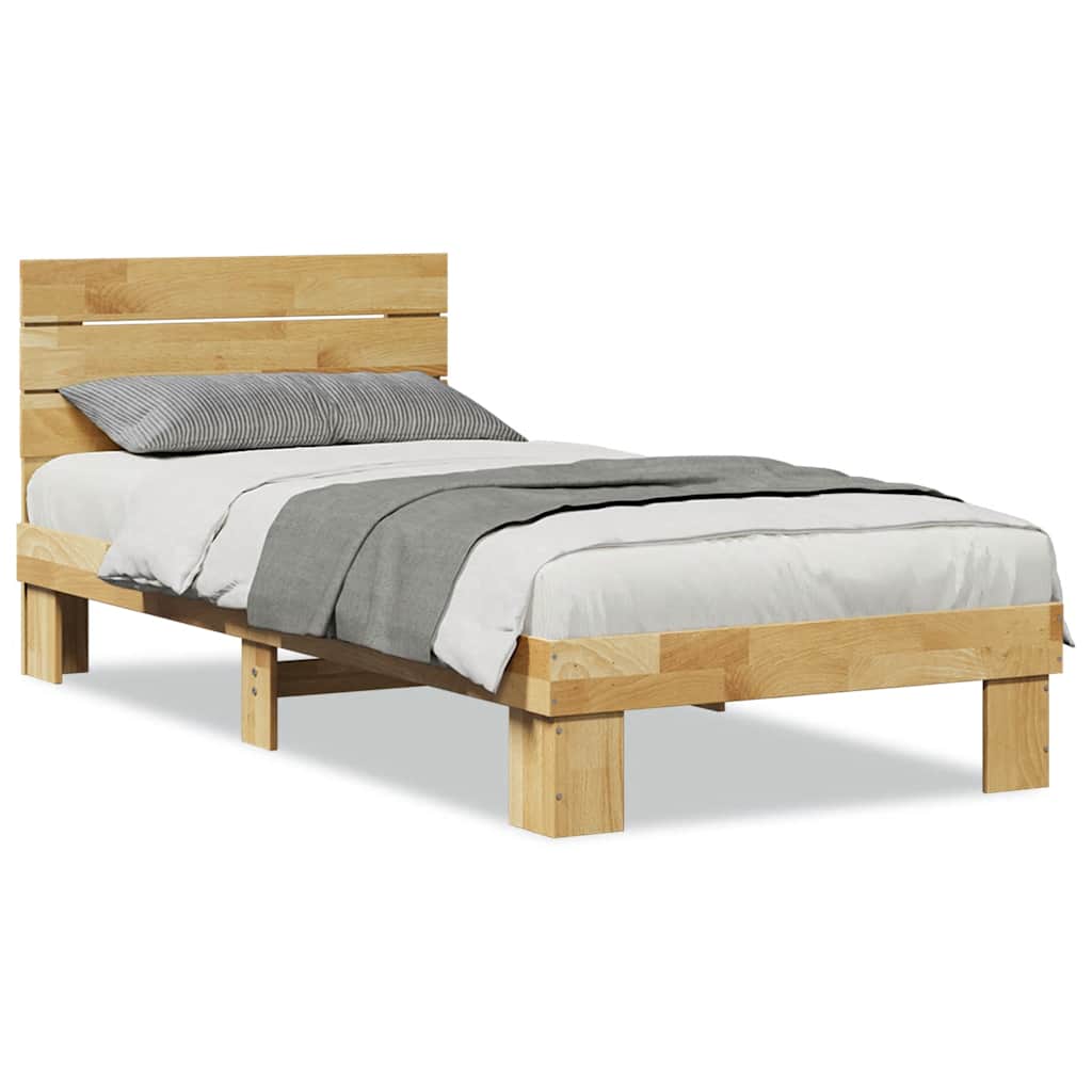 ágykeret fejtámlával matrac nélkül 75x190 cm tömör fa tölgyfa