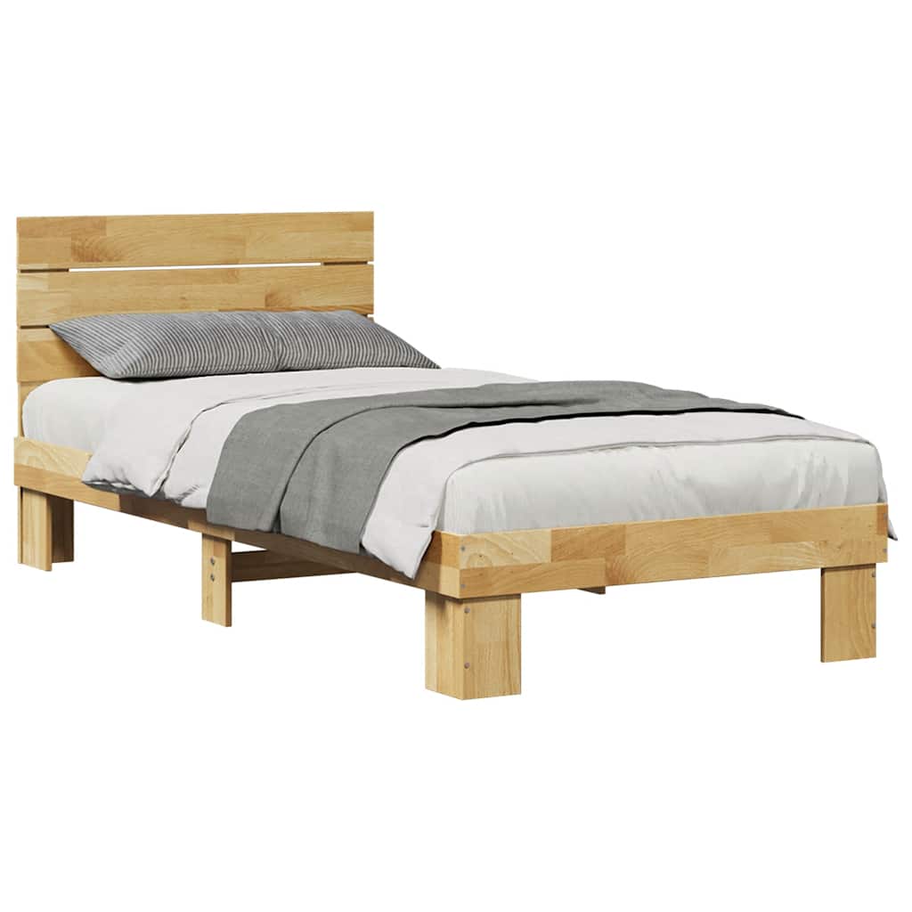 ágykeret fejtámlával matrac nélkül 75x190 cm tömör fa tölgyfa