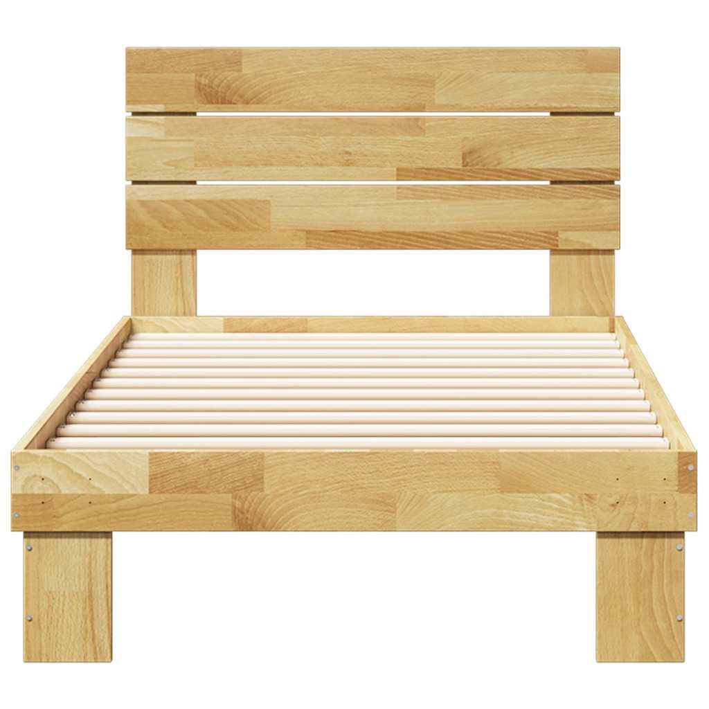 ágykeret fejtámlával matrac nélkül 75x190 cm tömör fa tölgyfa