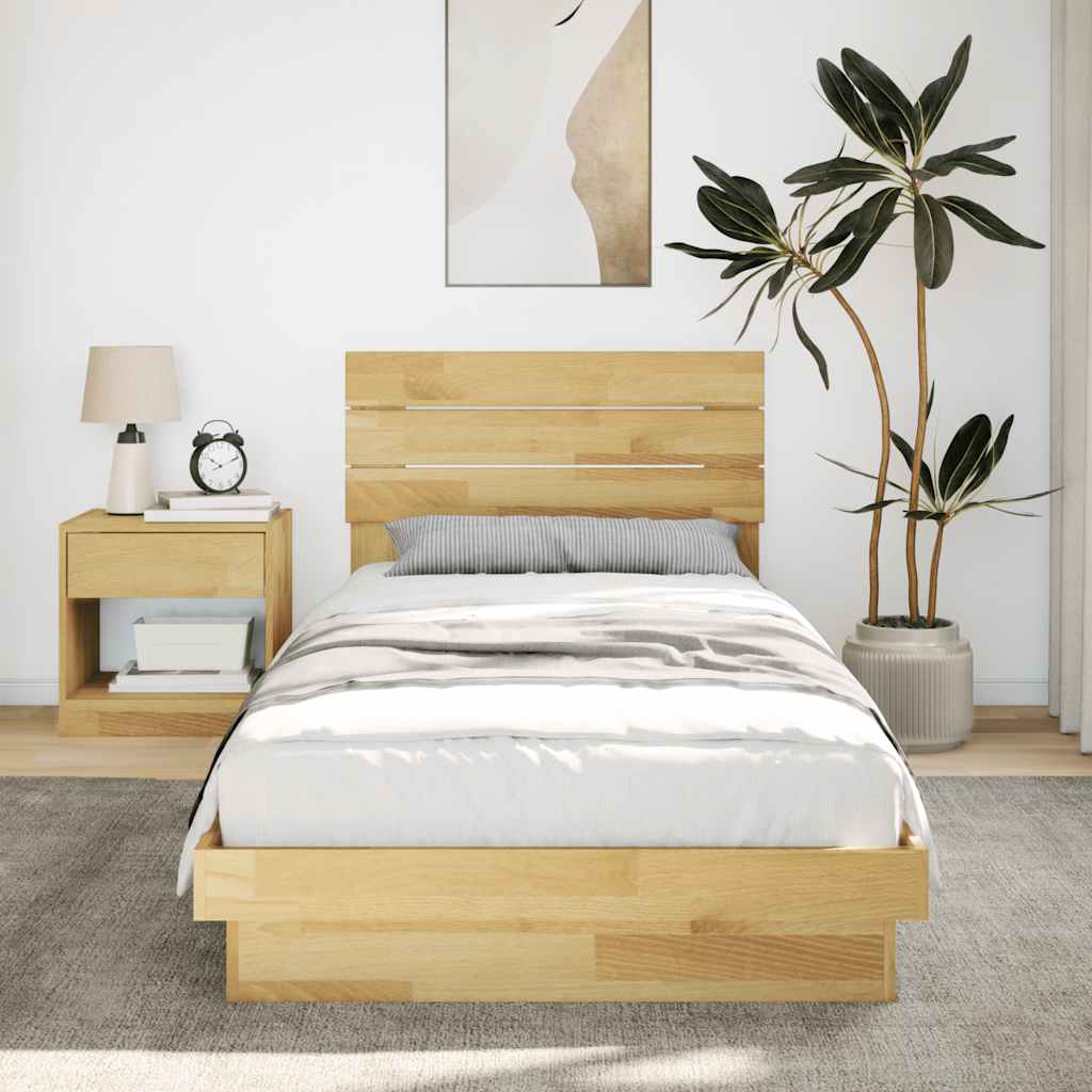 ágykeret fejtámlával matrac nélkül 100x200 cm tömör fa tölgyfa
