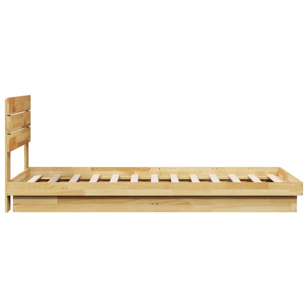 ágykeret fejtámlával matrac nélkül 100x200 cm tömör fa tölgyfa