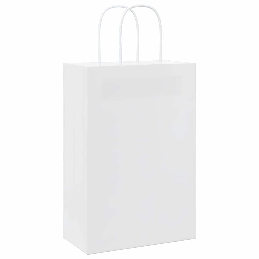 50 db fehér papírzacskók fogantyúkkal 21x11x31 cm