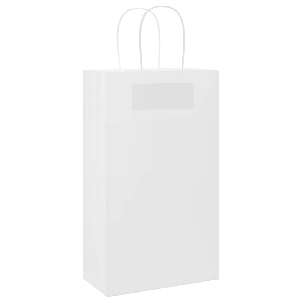 50 db fehér papírzacskók fogantyúkkal 21x11x36 cm