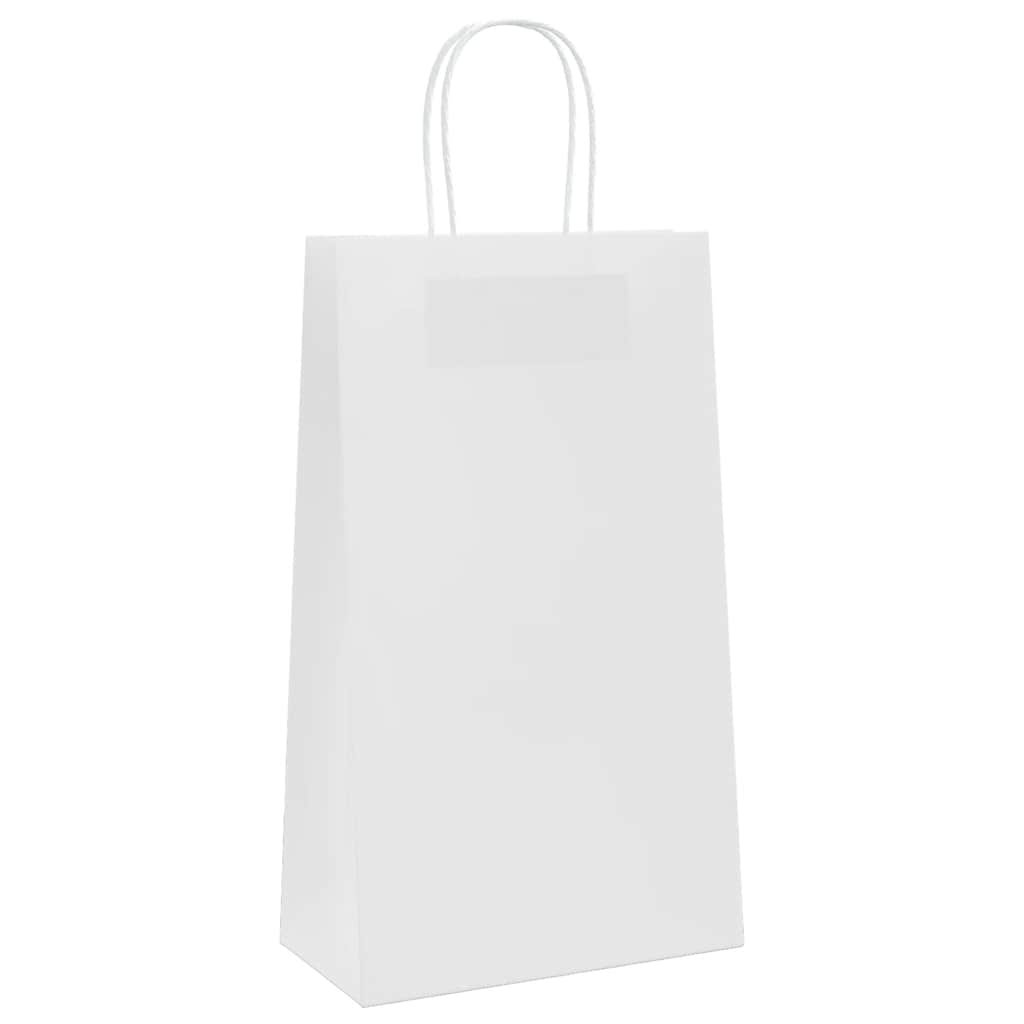 50 db fehér papírzacskók fogantyúkkal 21x11x36 cm