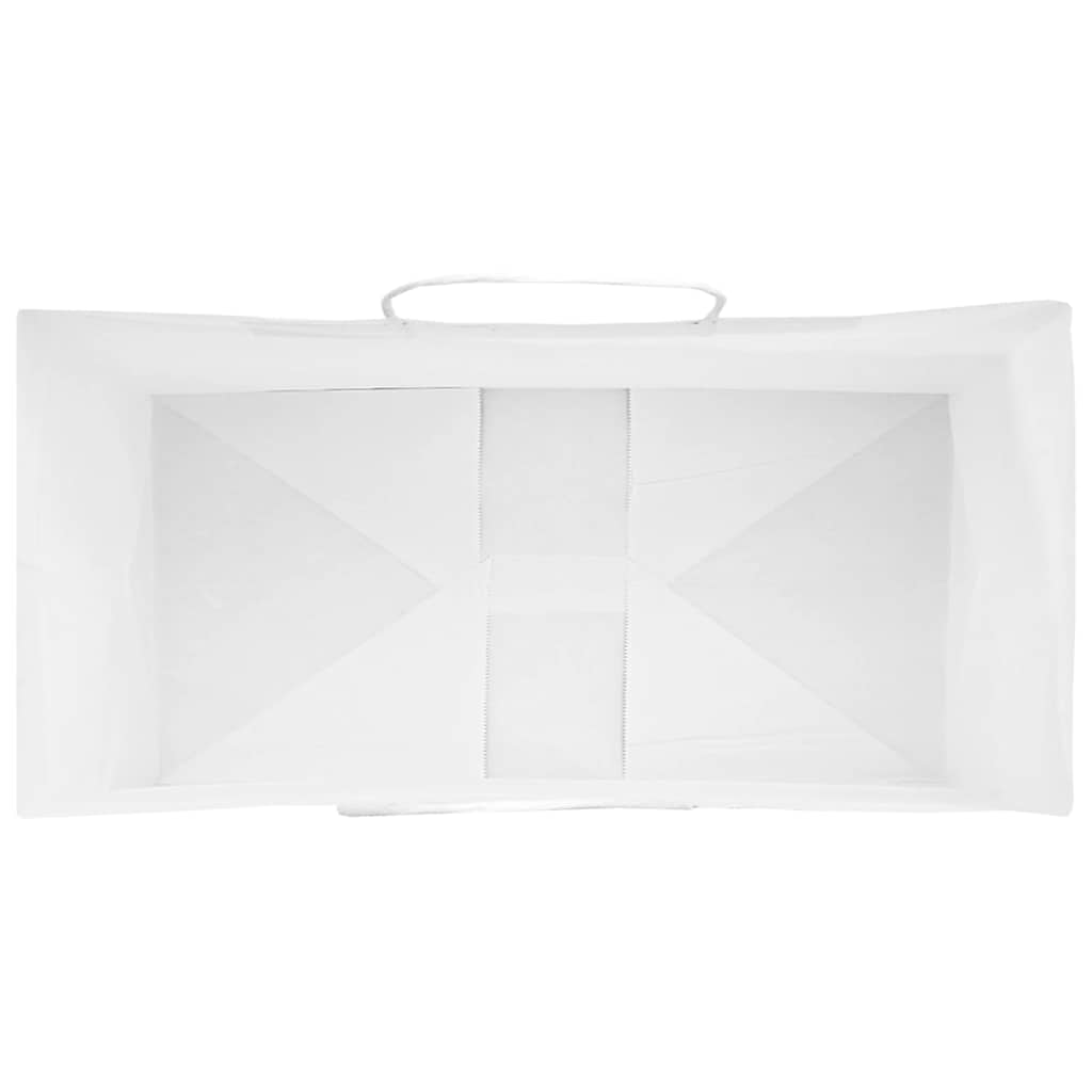 50 db fehér papírzacskók fogantyúkkal 21x11x36 cm